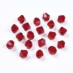 Red Faceted Imitation Austrian Crystal Bead Strands, Grade AAA, Bicone, Red, 6x6mm, Hole: 0.7~0.9mm, about 360pcs/bag