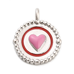 Платина Латунь эмаль подвески, сердце, долговечный, стойки покрытие, без свинца и без кадмия, с целью перехода в кольце, платина, 18.5x15.5x4.5 мм, отверстие : 1.8 мм