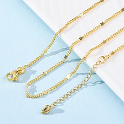 Настоящее золото 18K Латунные цепочки панцирного плетения ожерелья для женщин, 304 из нержавеющей стали застежкой омар, стойки покрытие, без свинца и без кадмия, долговечный, реальный 18 k позолоченный, 17.68 дюйм (44.9 см)