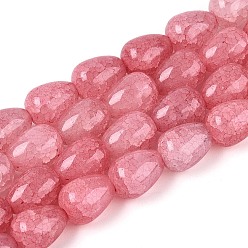 Светло-Коралловый Выпечки нарисованные потрескивание стеклянные бусины пряди, слеза, свет коралловый, 13~13.5x9.5~10 мм, отверстие : 1.2~1.4 мм, около 54~60 шт / нитка, 28.35~30.71 дюйм (72~78 см)