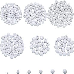 Белый 340 непрозрачные акриловые бусины, круглые, белые, 6~16x5~15 мм, отверстие : 1.8~2.8 мм