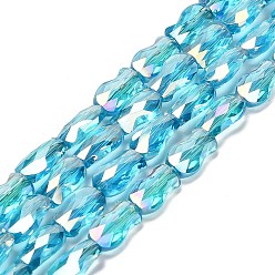 Темно-бирюзовый Стеклянные бусины с гальваническим покрытием , рыба, AB цвет, граненые, темные бирюзовый, 10x6x4 мм, отверстие : 1.2 мм, около 70 шт / нитка, 27.56'' (70 см)