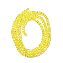 Champagne Yellow Electroplate Glass Beads Strands, AB Color Plated, Faceted Rondelle, Champagne Yellow, 3x2mm, Hole: 0.5mm, about 165~170pcs/strand, 16.7 inch
