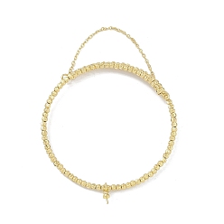 Настоящее золото 18K Изготовление латунных регулируемых браслетов из бисера, за половину пробурено бисера, реальный 18 k позолоченный, внутренний диаметр: 2 дюйм (4.95 см), штифты : 0.6 мм