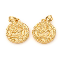 Дева Латунные подвески, , плоский круглый с созвездием / знак зодиака, реальный 18 k позолоченный, Дева, 16.5x14x2 мм, отверстие : 5x2.5 мм