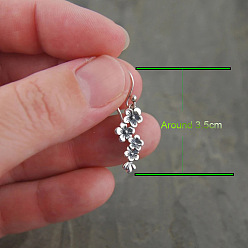 Античное Серебро Серьги-подвески из цветочного сплава, античное серебро, 35 мм