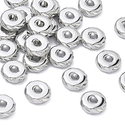 Platinum SHEGRACE Brass Beads, Cadmium Free & Nickel Free & Lead Free, Textured Flat Round, Platinum, 6x6x2mm, Hole: 1.6mm
