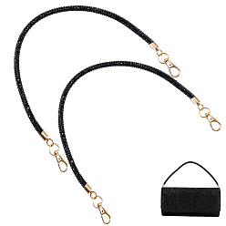 Черный 2шт. круглые ручки для сумок из сплава со стразами, принадлежности для сумок, золотой свет, чёрные, 350 мм