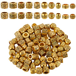 Античное Золото 100шт 10 стили сплав европейские бусины, бусины с большим отверстием, rondelle & column, античное золото , 8~11x5~8 мм, 10 шт / стиль