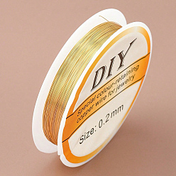 Light Gold Медная проволока, круглые, долговечный, золотой свет, 32 датчик, 0.2 мм, около 82.02 футов (25 м) / рулон