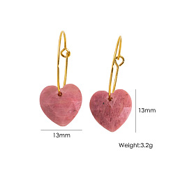 Родохрозит Серьги-кольца в форме сердца из натурального родокрозита ко Дню святого Валентина, С 304 результатами из нержавеющей стали, 36 мм