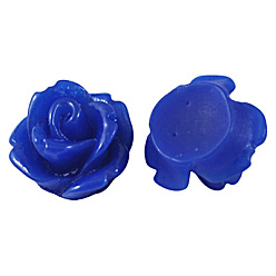 Blue Resin Cabochons, Flower, Blue, 7.5x6mm