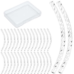 Посеребрённый 80 шт латунные бусины, долговечный, изогнутые бусины, трубка, 925 серебро покрытием, 25x1.5 мм, отверстие : 0.8 мм