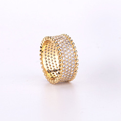 Золотой Латунные микро проложить пальцев кольца кубического циркония, золотые, внутренний диаметр: 17~19 мм