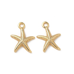 Настоящее золото 18K Латунь прелести, без никеля , прелести морская звезда, реальный 18 k позолоченный, 12x9x1.5 мм, отверстие : 1.2 мм