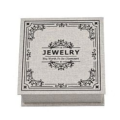 Серый Магнитные держатели для украшений из бумаги с цветочным принтом, футляры для хранения колец, серег, ожерелий, браслетов, с губкой внутри, квадратный, серые, 10.5x10.5x4.1 см