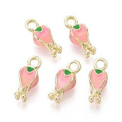 Pink Стеллаж покрытие сплава эмалью подвески, , без кадмия, без никеля и без свинца, золотой свет, розовые, 14.5x5.5x5.5 мм, отверстие : 1.8~2.2 мм