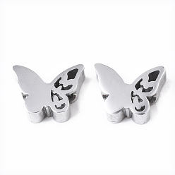 Нержавеющая Сталь Цвет Устойчивы к потускнению 304 бусины из нержавеющей стали, бабочка, цвет нержавеющей стали, 8x10x3 мм, отверстие : 2 мм