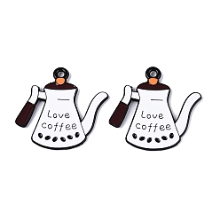 Белый Подвески из эмалевого сплава с краской для выпечки, кофейник с подвесками в виде слов «любовь», белые, 24x24.5x1 мм, отверстие : 1.6 мм