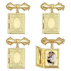 Золотой 4шт латунные медальоны подвески броши, прямоугольник с овальным рисунком, золотые, 38 мм