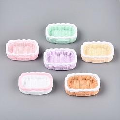 (52) Непрозрачная лаванда Декор для корзин из ротанга из непрозрачной смолы, аксессуары для кукольного домика с микро-ландшафтом, притворяясь опорными украшениями, разноцветные, 50~50.5x33.5~34x13~15 мм