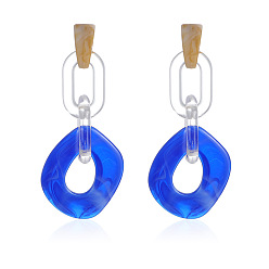Синий Акриловые овальные серьги-гвоздики, синие, 110x35 мм