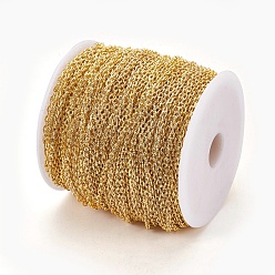 Golden Iron Textured Cable Chains, Unwelded, with Spool, Golden, 4x3x0.7mm, about 328.08 Feet(100m)/roll