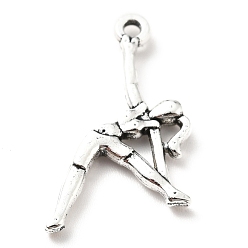 Античное Серебро Сплавочные подвески тибетского стиля, гимнаст, античное серебро, 26x13x2.5 мм, отверстие : 1.5 мм