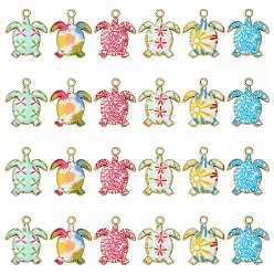 (52) Непрозрачная лаванда 30 шт 6 стили подвески из сплава эмали, золотой свет, черепаховый шарм, разноцветные, 21.5x18x1.5 мм, отверстие : 1.8 мм, 5 шт / стиль