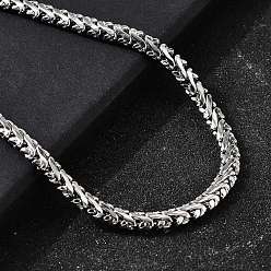 Нержавеющая Сталь Цвет 5мм 304 ожерелья из нержавеющей стали с цепочкой из пшеницы для мужчин, не тускнеет, цвет нержавеющей стали, 17.72 дюйм (45 см)