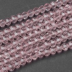 Misty Rose Glass Beads Strands, Faceted(32 Facets), Round, Misty Rose, 4mm, Hole: 1mm, about 98pcs/strand, 13.7 inch