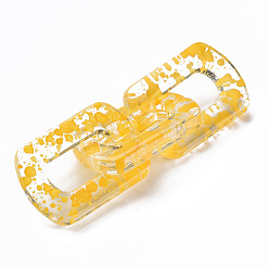 Gold Transparent Acrylic Linking Rings, Quick Link Connectors, for Cable Chains Making, Twist Oval, Gold, 30.5x20.5x4mm, Inner Diameter: 8x18mm