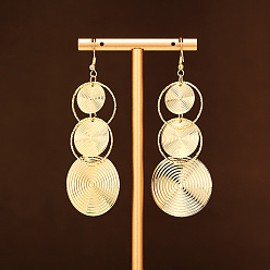 Круглые Сплав мотаться серьги, с железными крюками серьги, золотые, круглые, 88x32 мм