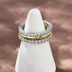 Платиновый & Золотой Латунные микро проложить пальцев кольца кубического циркония, штабелируемые кольца, платиной и золотом, внутренний диаметр: 18.2мм~20мм