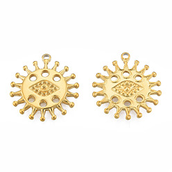 Real 18K Gold Plated 304 Stainless Steel Pendant Rhinestone Settings Ion Plating(IP), Eye, Real 18K Gold Plated, Fit For 1.5mm Rhinestone, 22.5x20x2mm, Hole: 1.5mm