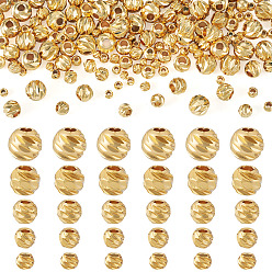 Настоящее золото 18K 150 шт 5 стили латунные бусины, долговечный, спираль круглый, без никеля , реальный 18 k позолоченный, 2.5~5.5x2~5.5 мм, отверстие : 1~2 мм, 30 шт / стиль