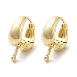 Golden Rack Plating Brass Hoop Findings, with Loops, Cadmium Free & Nickel Free & Lead Free, Golden, 19 Gauge, 17x14x6mm, Hole: 1mm, Pin: 0.9mm