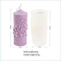 White Column with Flower Shape Silicone Candle Molds, for Candle Making Tools, White, 7.5x15.6cm