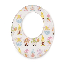 Gnome Подвески из прозрачного акрила с принтом, овал с гномом, 49.5x38.5x1.5 мм, отверстие : 1.6 мм