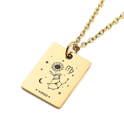 Дева Цветок на день рождения 304 подвески из нержавеющей стали для женщин, кабель ожерелья цепи, реальный 18 k позолоченный, Дева, 17.72 дюйм (45 см), Кулон : 17x13 мм