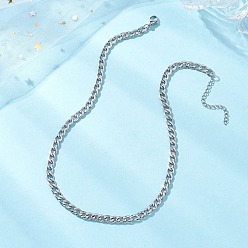 Нержавеющая Сталь Цвет 5мм 304 ожерелья из нержавеющей стали с кубинскими звеньями, не тускнеет, цвет нержавеющей стали, 15.83 дюйм (40.2 см)