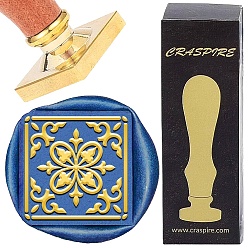 Цветок Набор сургучной печати, 1ПК золотистый тон сургучная печать твердая латунная головка, с деревянной ручкой из поликарбоната, для конвертов приглашений, подарочная карта, цветок, 1 мм