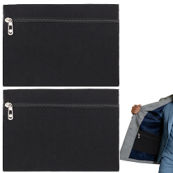 Noir Pochettes cadeaux en tissu à fermeture éclair pour bijoux, avec des trouvailles en plastique et en alliage, rectangle, noir, 16x21.5x0.3 cm