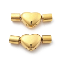 Сердце Ионное покрытие (IP) 304 европейские застежки из нержавеющей стали, золотые, сердце, 24x10.5x7 мм