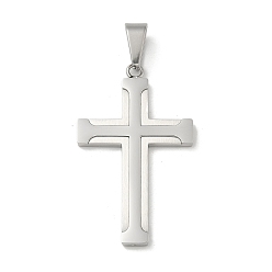 Нержавеющая Сталь Цвет 304 подвески из нержавеющей стали, крест подвески, цвет нержавеющей стали, 41x25x2.5 мм, отверстие : 8x5 мм