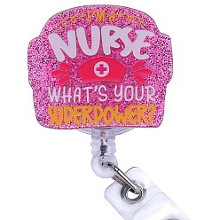 Слово Катушка для значков из блестящего акрила и АБС-пластика, выдвижной держатель для бейджа, слово, 90 мм, Слово: 35x40мм