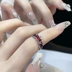 Платина Кольца-манжеты из латуни с эмалью в готическом стиле для женщин, платина, внутренний диаметр: регулируемый