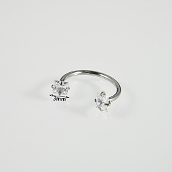 Нержавеющая Сталь Цвет 304 кольца для губ из нержавеющей стали с прозрачным кубическим цирконием, хрящевые серьги, цвет нержавеющей стали, 10 мм