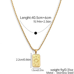 Sun 304 Stainless Steel Tarot Card Pendant Necklaces, Real 18K Gold Plated, Sun, 15.94 inch(40.5cm)