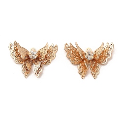 Light Gold Латунные подвески, со стразами, бабочки прелести, без кадмия, без никеля и без свинца, золотой свет, 14x19x4.5 мм, отверстие : 1.2 мм